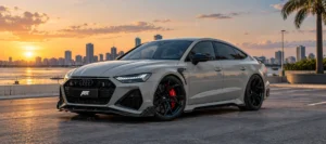 Audi RS7 ABT grise avec préparation sportive
